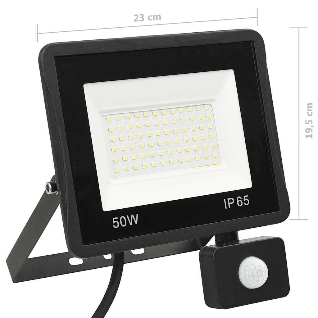LED prožektors ar sensoru, silti balta gaisma, 50W