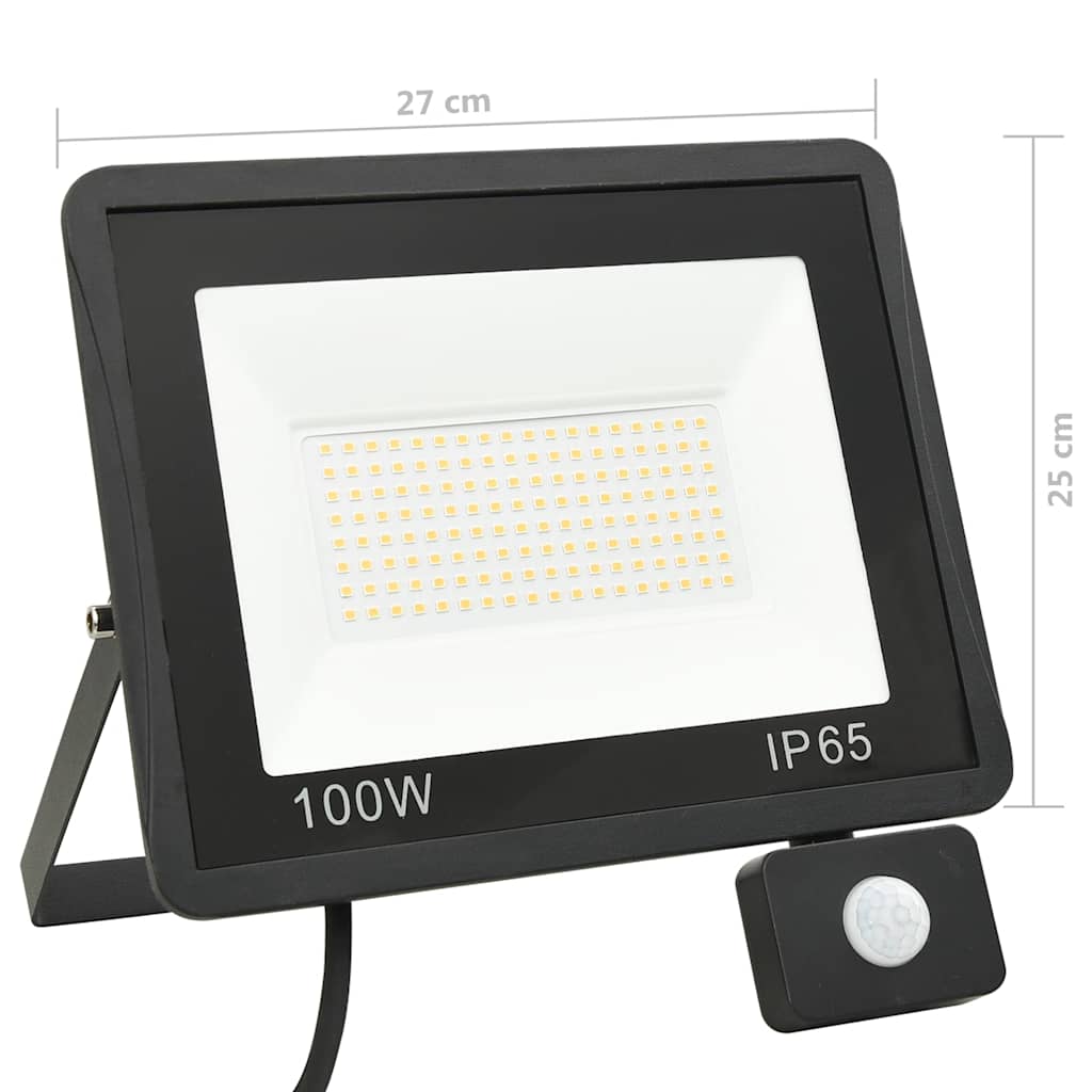 LED prožektors ar sensoru, silti balts, 100W
