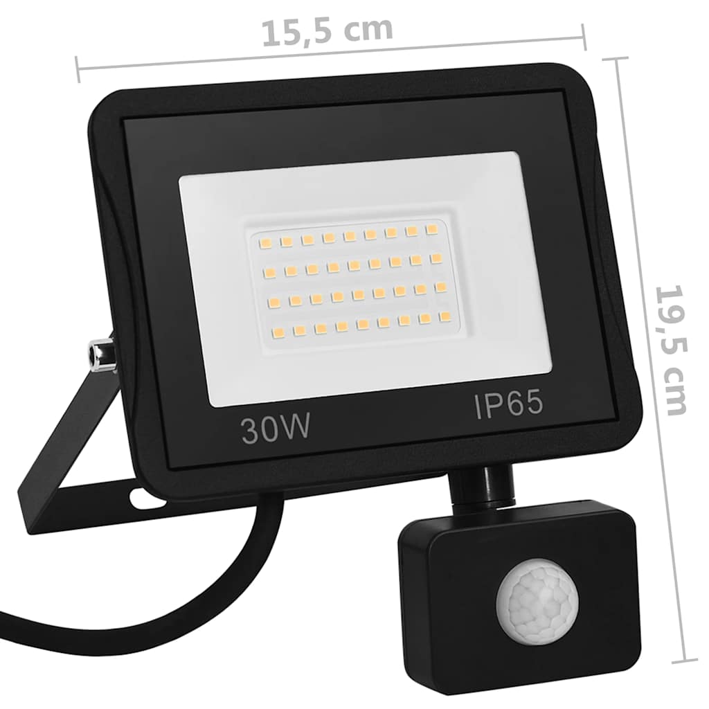 LED prožektorius su jutikliu, šaltos baltos spalvos, 30W