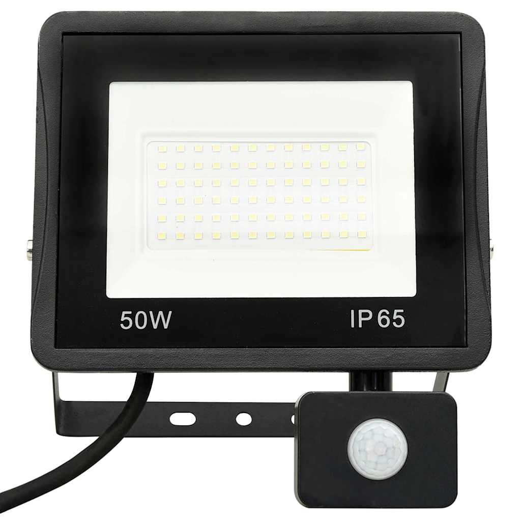 LED prožektorius su jutikliu, šaltos baltos spalvos, 50W
