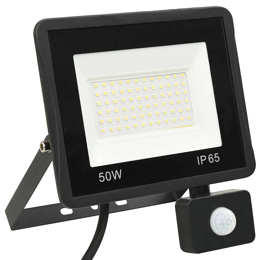 LED prožektorius su jutikliu, šaltos baltos spalvos, 50W