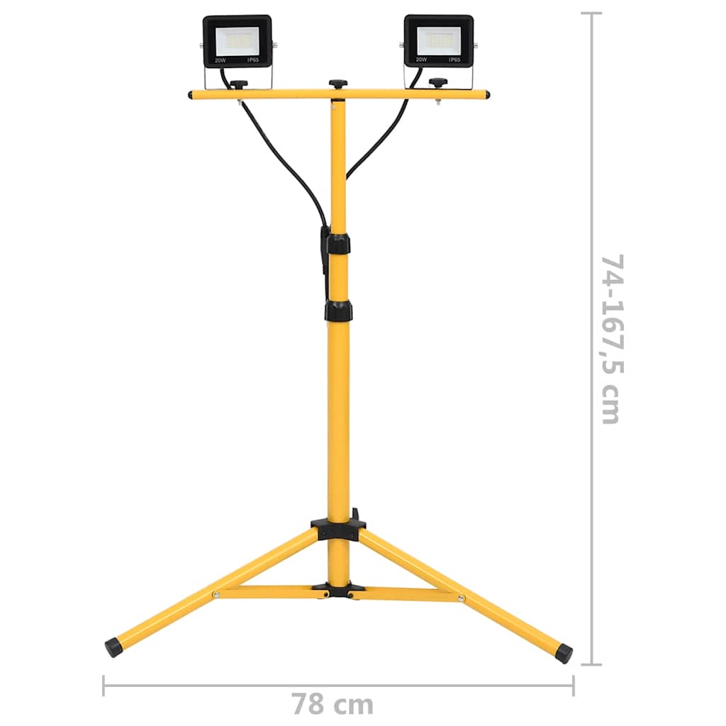 LED prožektorius su trikoju, šaltos baltos spalvos, 2x20W