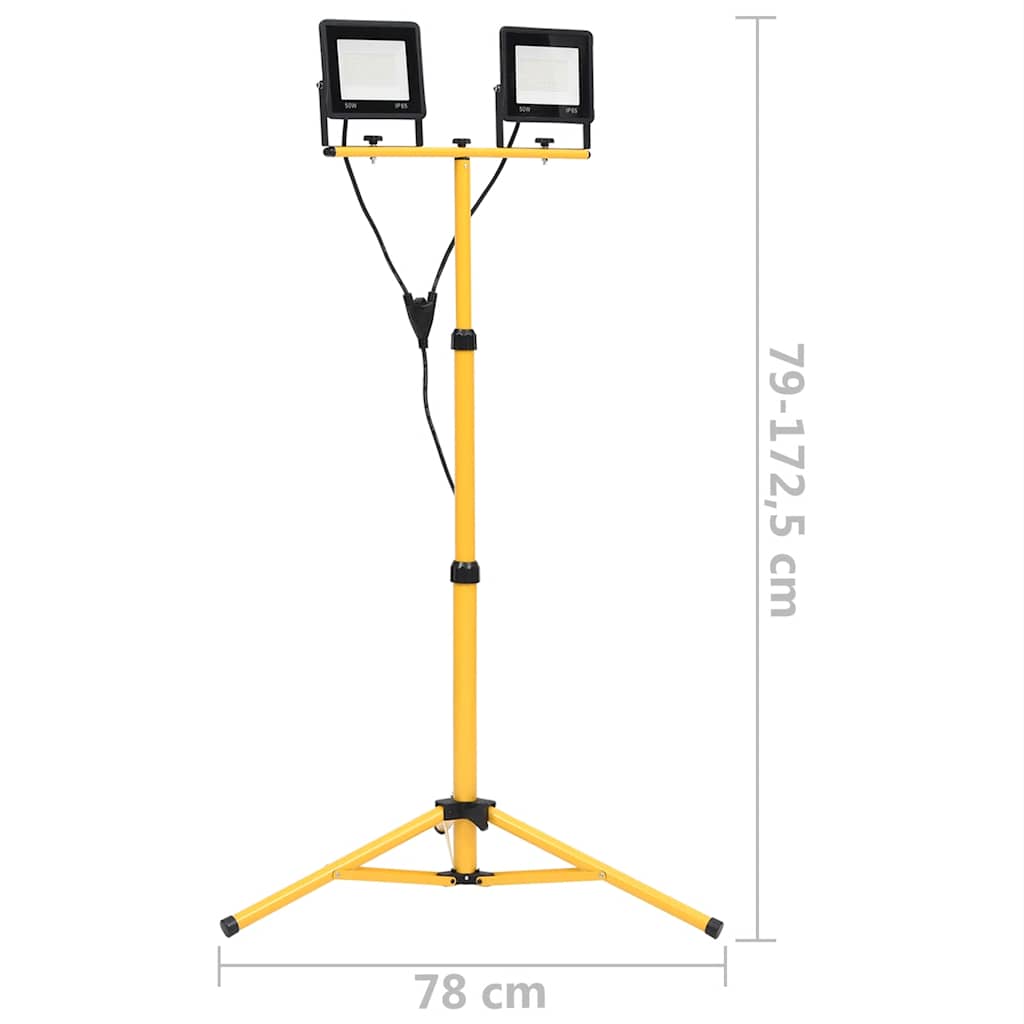 LED prožektors ar statīvu, auksti balts, 2x50W