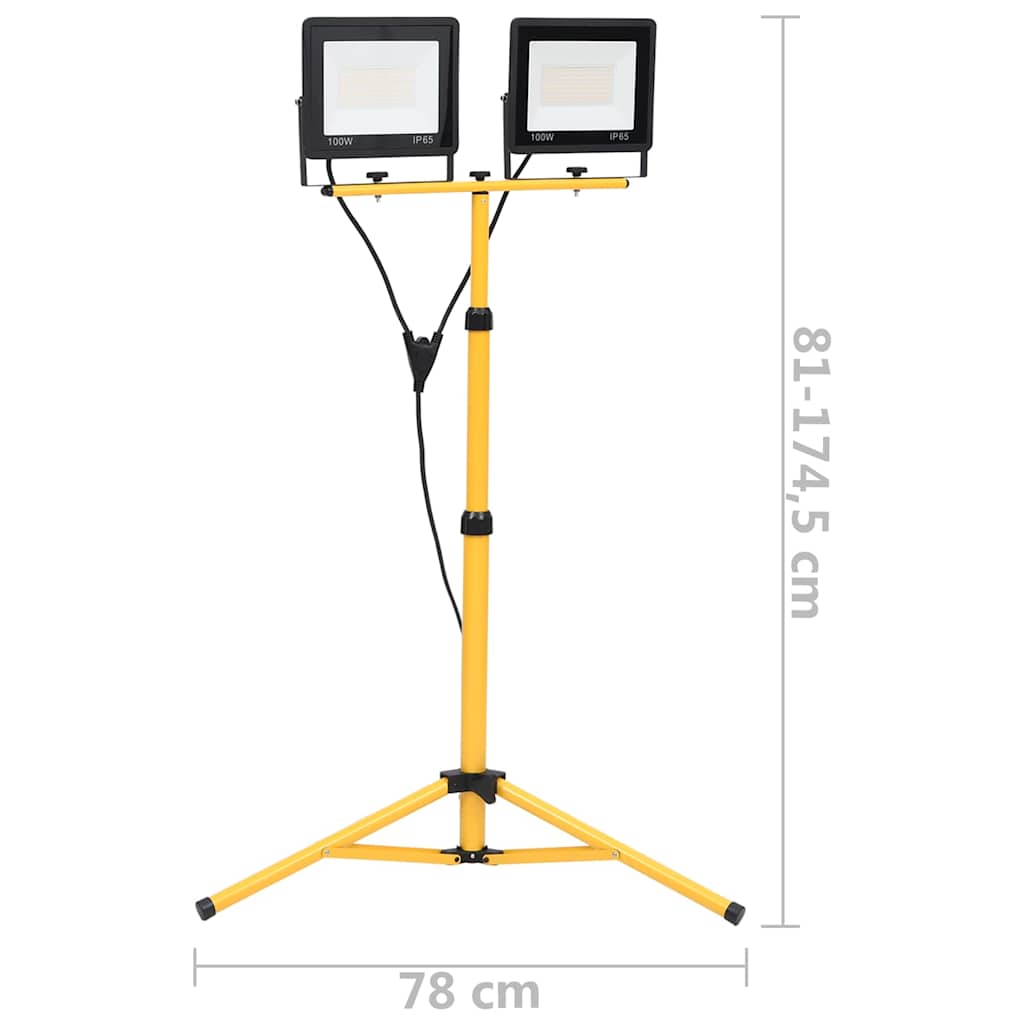 LED prožektors ar statīvu, auksti balts, 2x100W