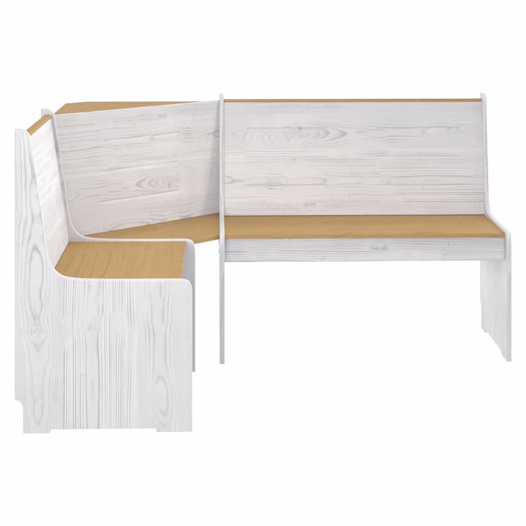 Corner bench REINE, honey brown/white, 151cm, pine