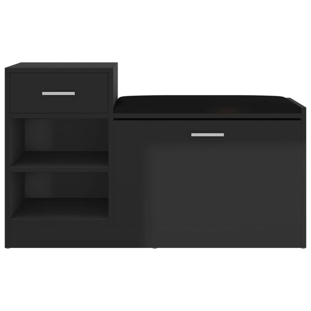 Shoe bench, black, 94.5x31x57cm, engineered wood, high gloss