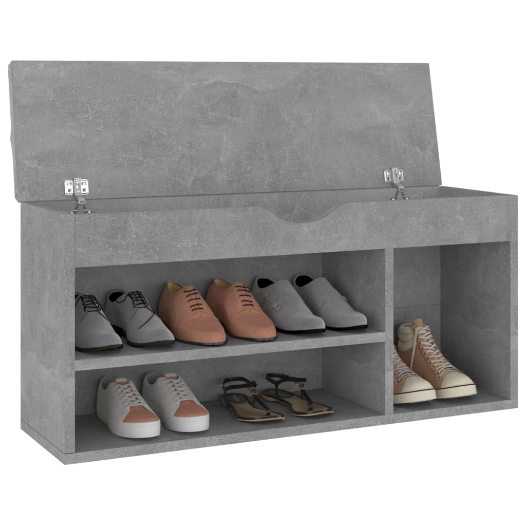 Shoe bench with cushion, concrete, 104x30x49cm, wood