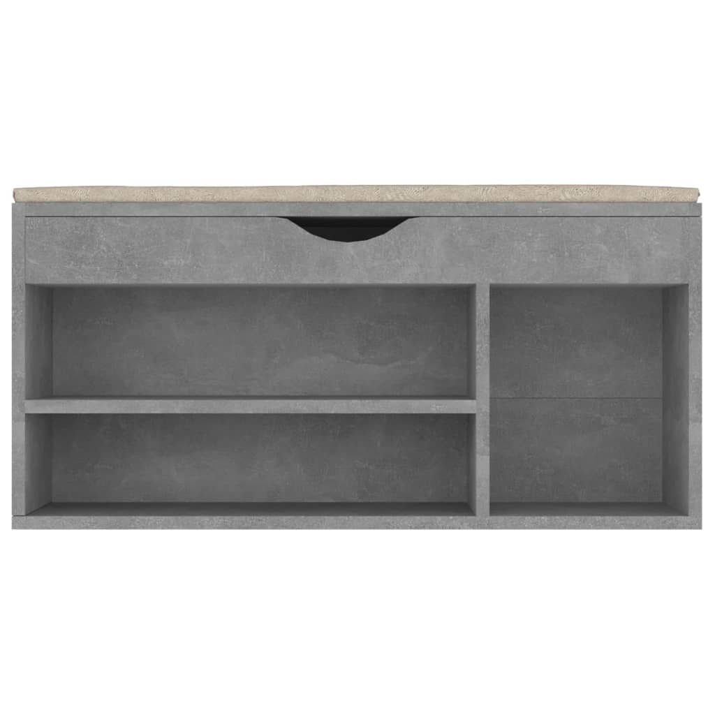Shoe bench with cushion, concrete, 104x30x49cm, wood
