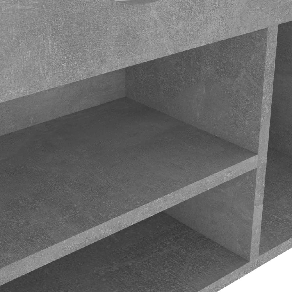 Shoe bench with cushion, concrete, 104x30x49cm, wood