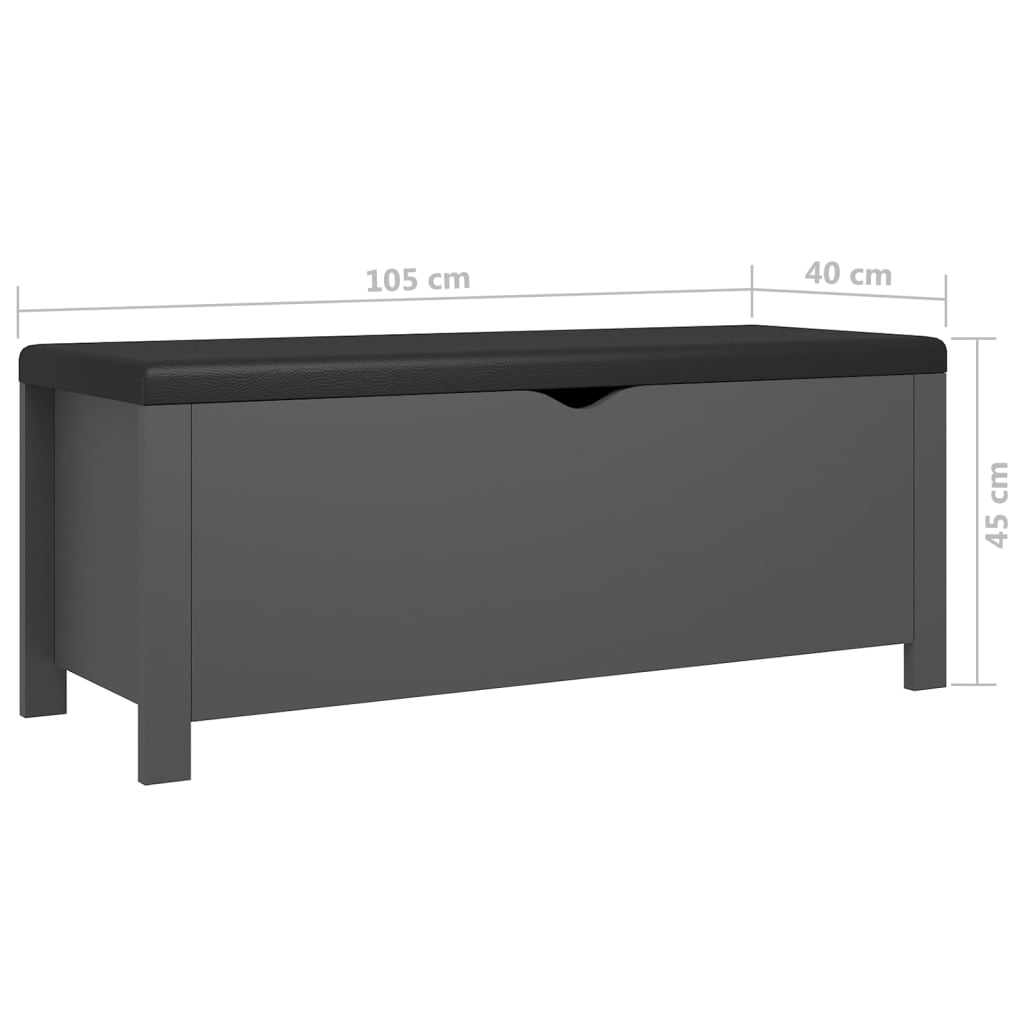 Kaste ar spilvenu, pelēka, 105x40x45cm, apstrādāta koksne