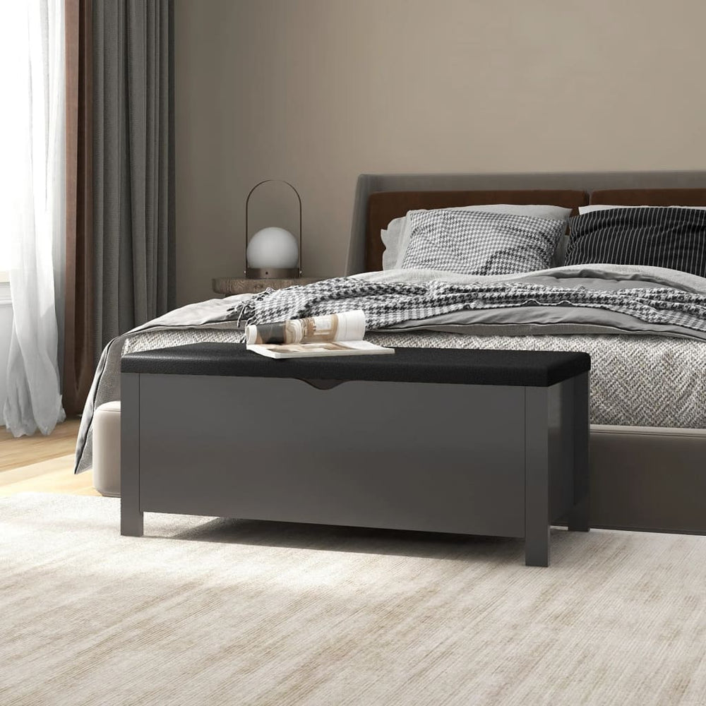 Storage box with cushion, grey, 105x40x45cm, treated wood