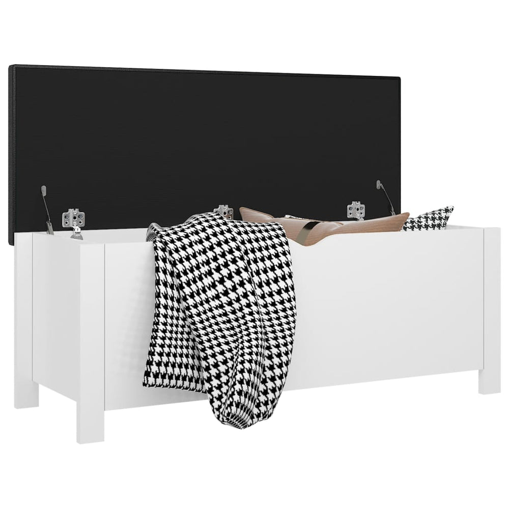 Storage box with cushion, white, 105x40x45cm, treated wood