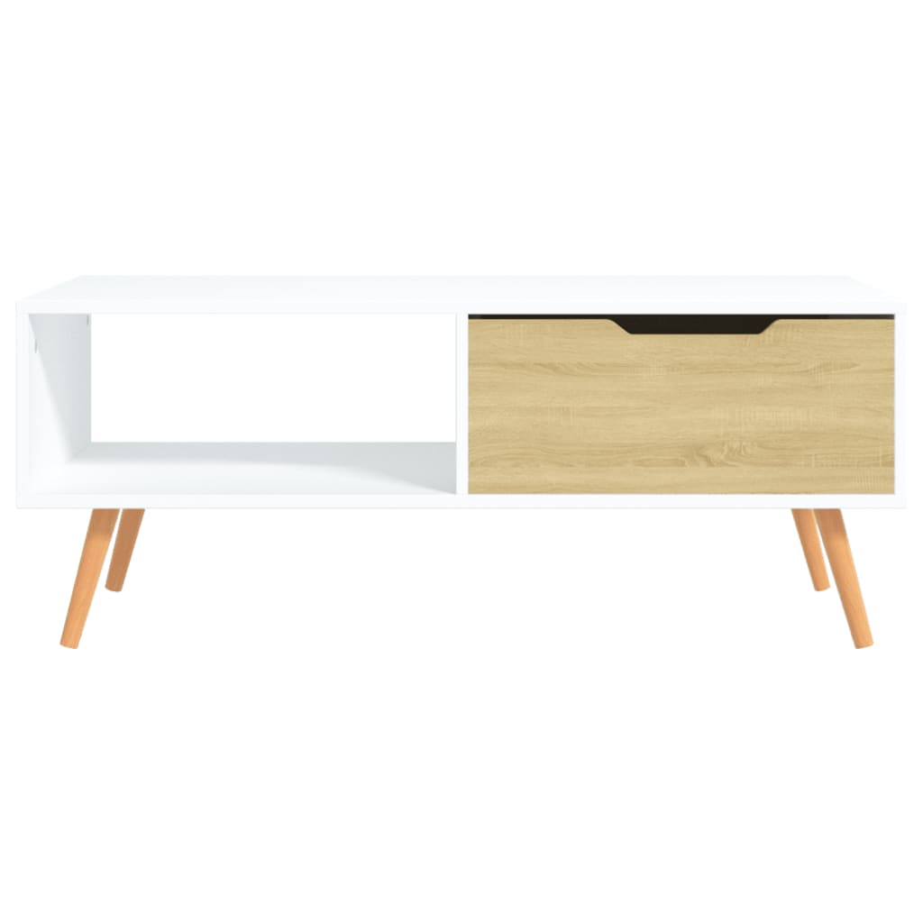 Kavos staliukas, baltos ir ąžuolo spalvos, 100x49,5x43cm, MDP