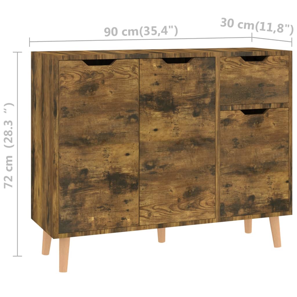 Sānu skapītis, dūmakains ozols, 90x30x72cm, apstrādāta koksne