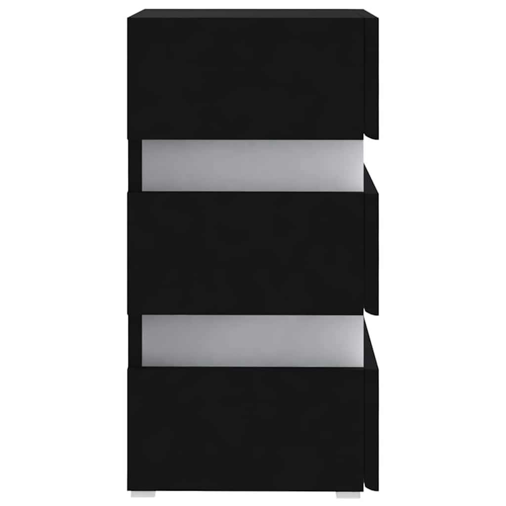 Nightstand with LED lighting, black, 45x35x67cm, wood