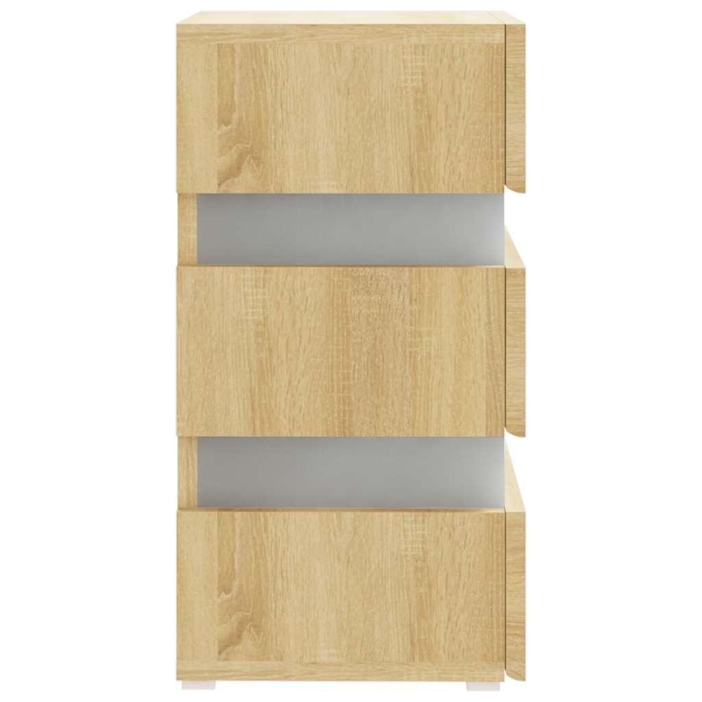 Naktinė spintelė su LED apšvietimu, ąžuolo, 45x35x67cm, mediena