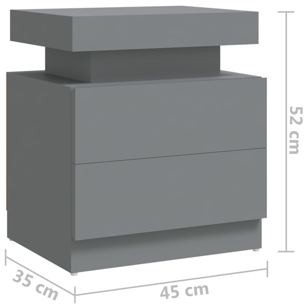 Nightstand, gray, 45x35x52cm, engineered wood