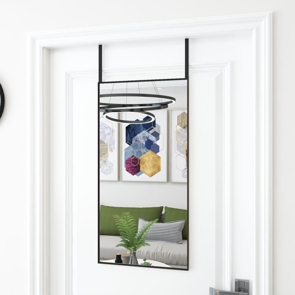 Spogulis uz durvīm, melns, 40x80cm, stikls un alumīnijs