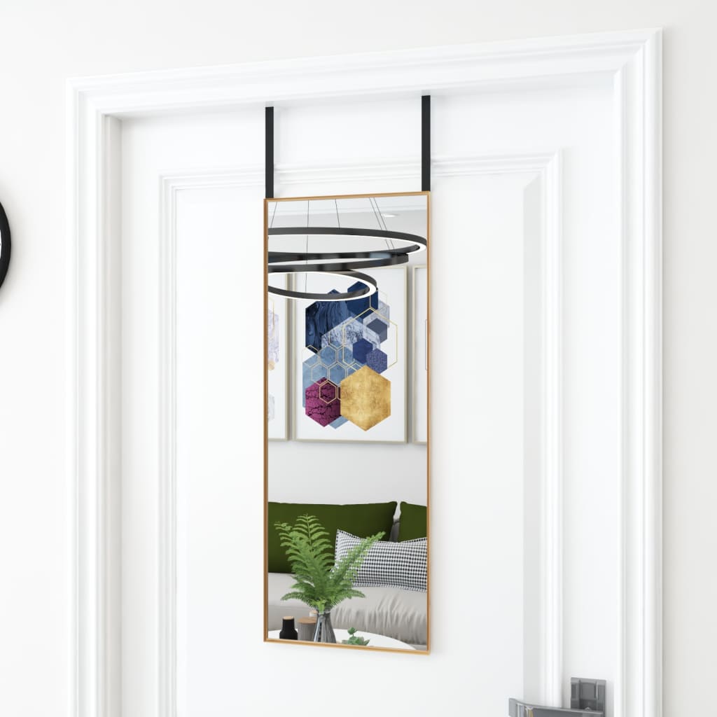 Spogulis pie durvīm, zelta krāsā, 30x80 cm, stikls un alumīnijs