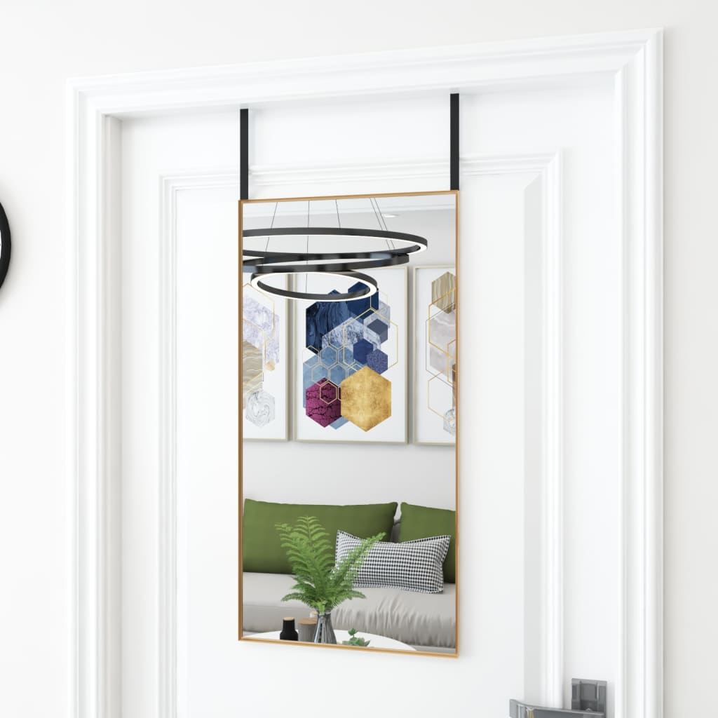Spogulis uz durvīm, zelta krāsā, 40x80cm, stikls un alumīnijs