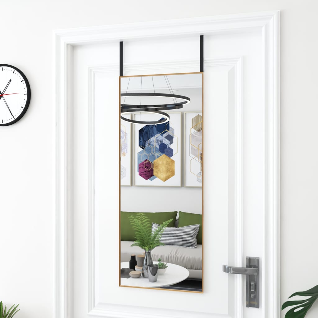 Spogulis uz durvīm, zelta krāsas, 40x100cm, stikls un alumīnijs
