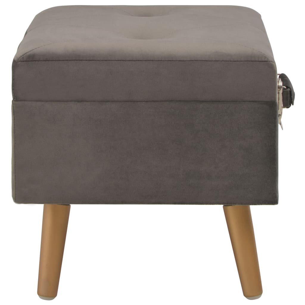 Storage box-stool, grey, 40cm, velvet