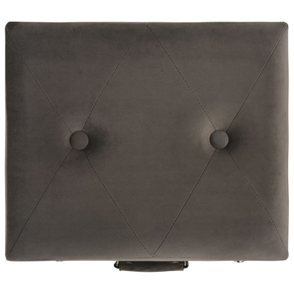 Storage box-stool, grey, 40cm, velvet