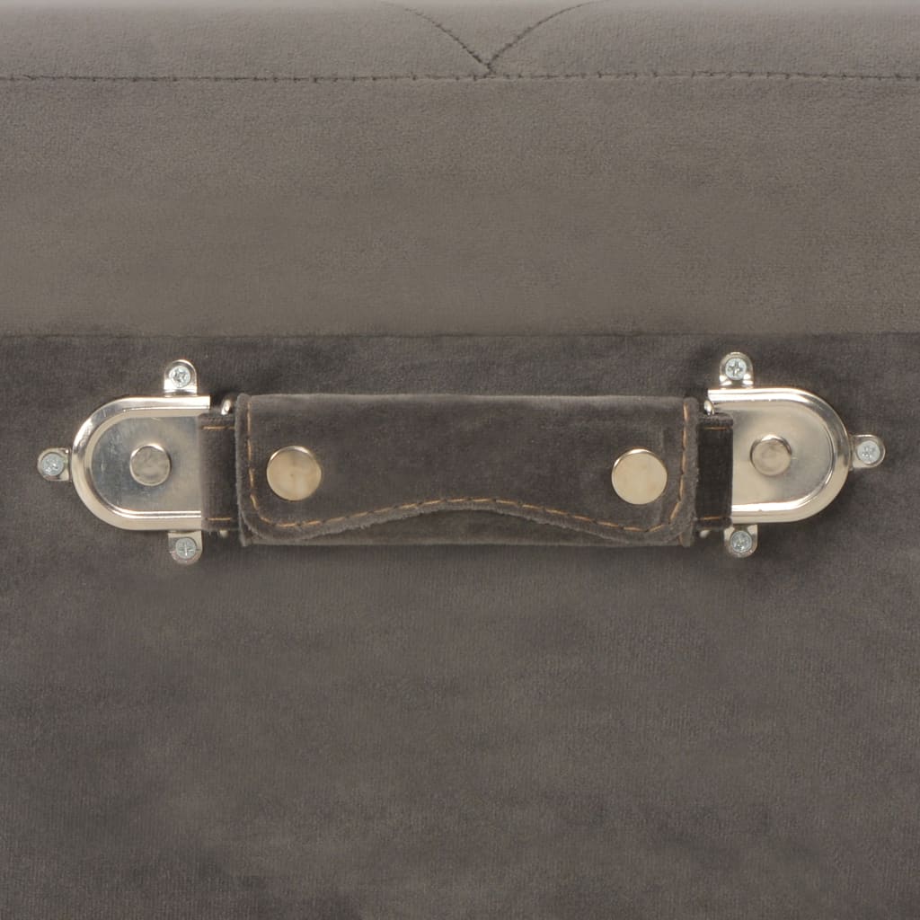 Storage box-stool, grey, 40cm, velvet