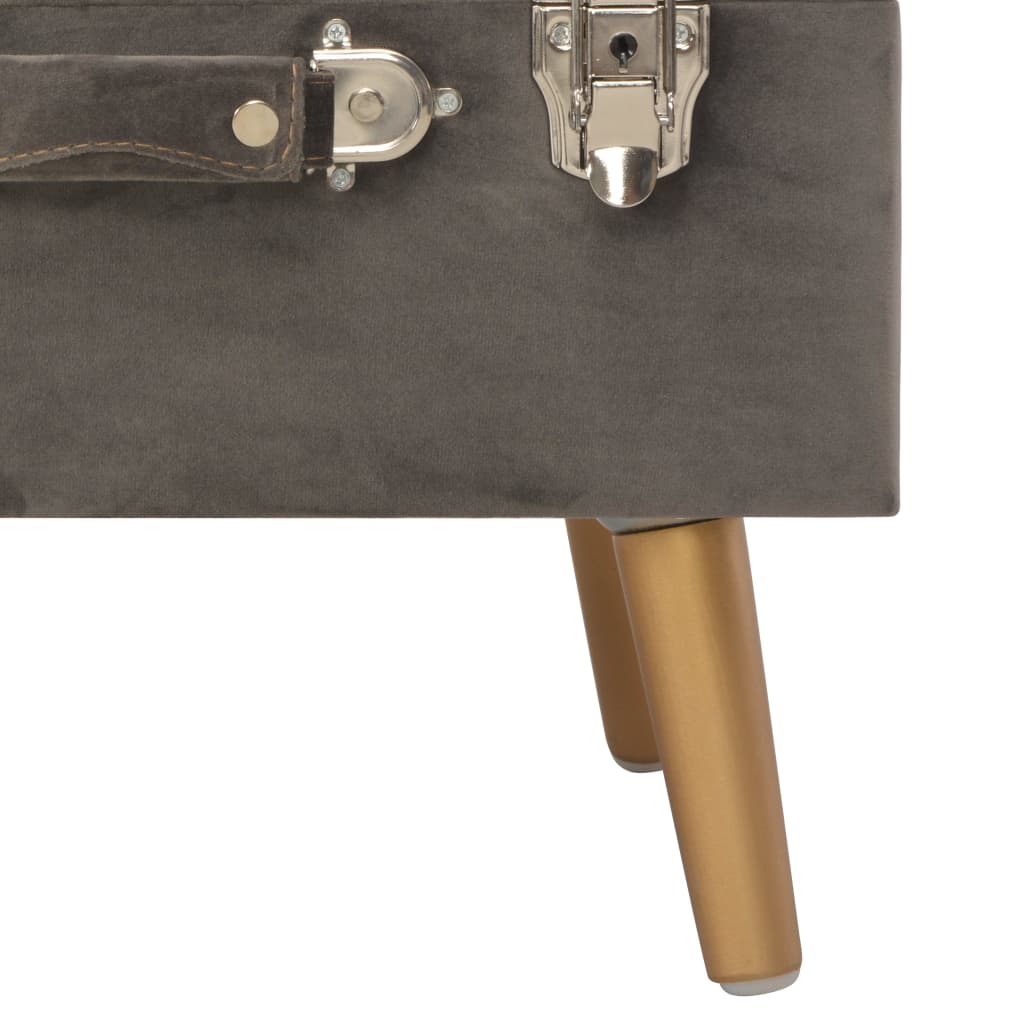 Storage box-stool, grey, 40cm, velvet