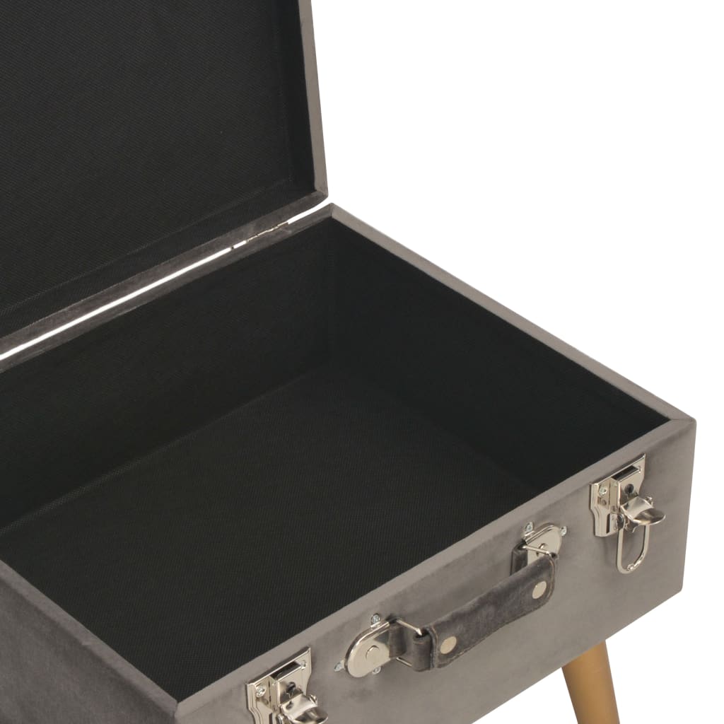 Storage box-stool, grey, 40cm, velvet