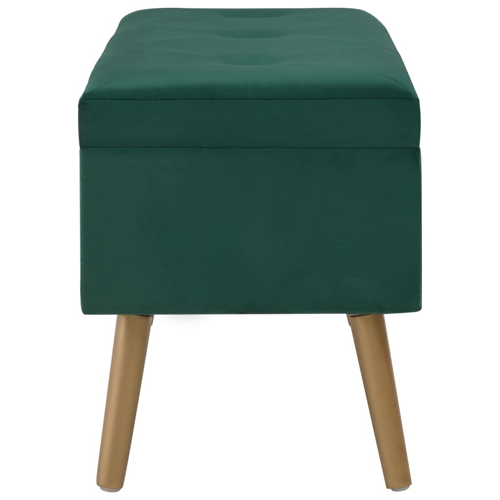 Suoliukas su skyriumi daiktams, žalios spalvos, 80cm, aksomas