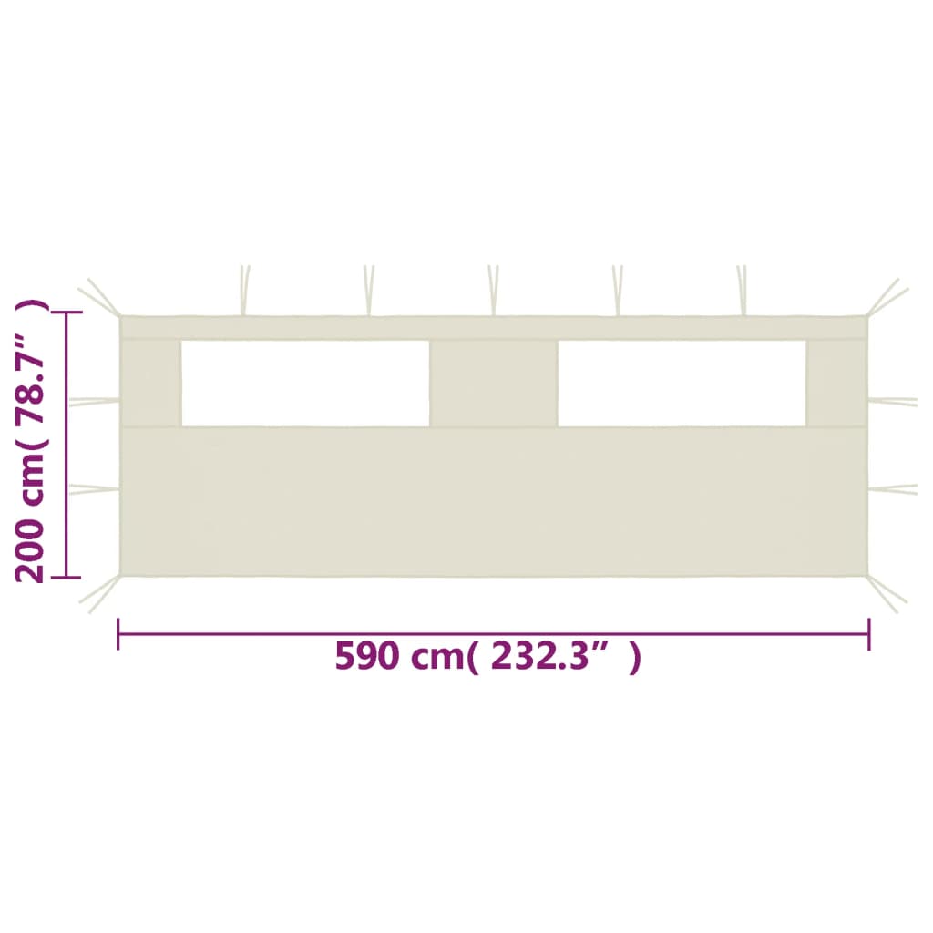 Nojumes sāna siena ar logiem, krēmkrāsas, 6x2m