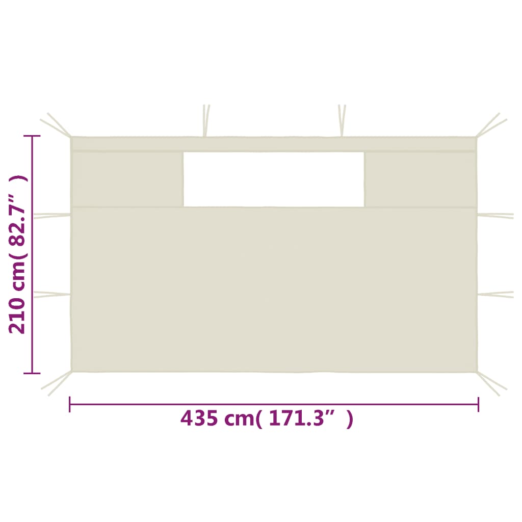 Side walls for gazebo with windows, 2 pcs., cream (315306)