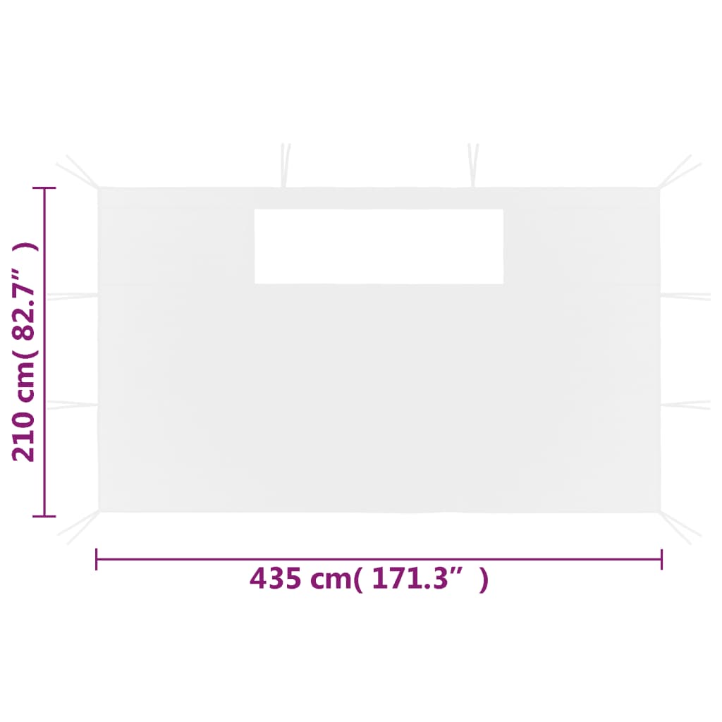 Šoninės pavėsinės sienos su langais, 2vnt., baltos (315309)