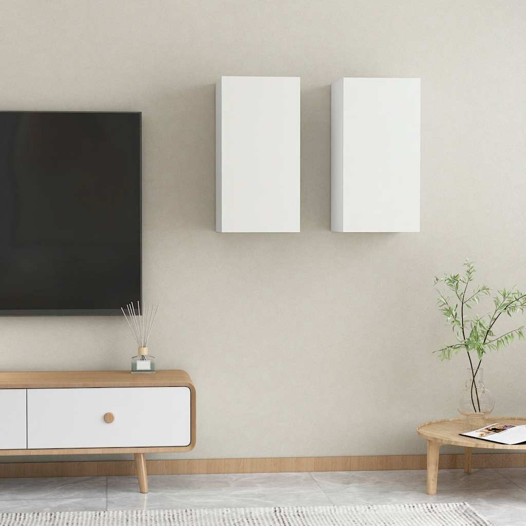 Televizoriaus spintelės, 2vnt., baltos, 30,5x30x60cm, mediena