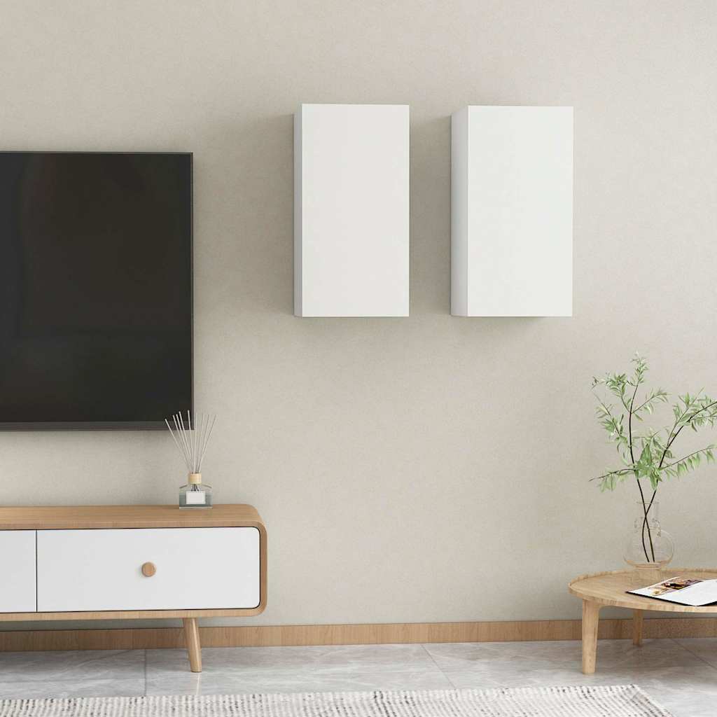 Televizoriaus spintelės, 2vnt., baltos, 30,5x30x60cm, mediena