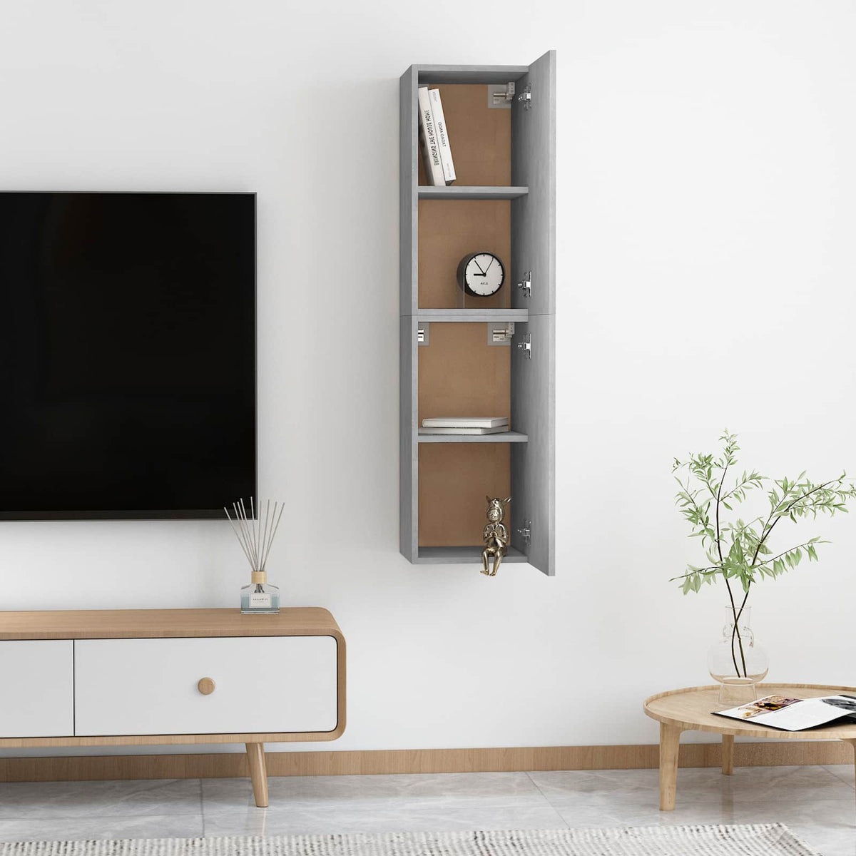 Televizoriaus spintelės, 2vnt., betono, 30,5x30x60cm, mediena