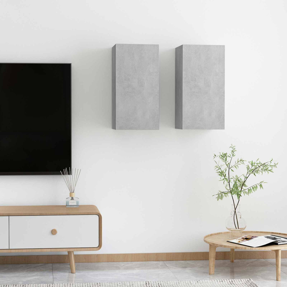Televizoriaus spintelės, 2vnt., betono, 30,5x30x60cm, mediena
