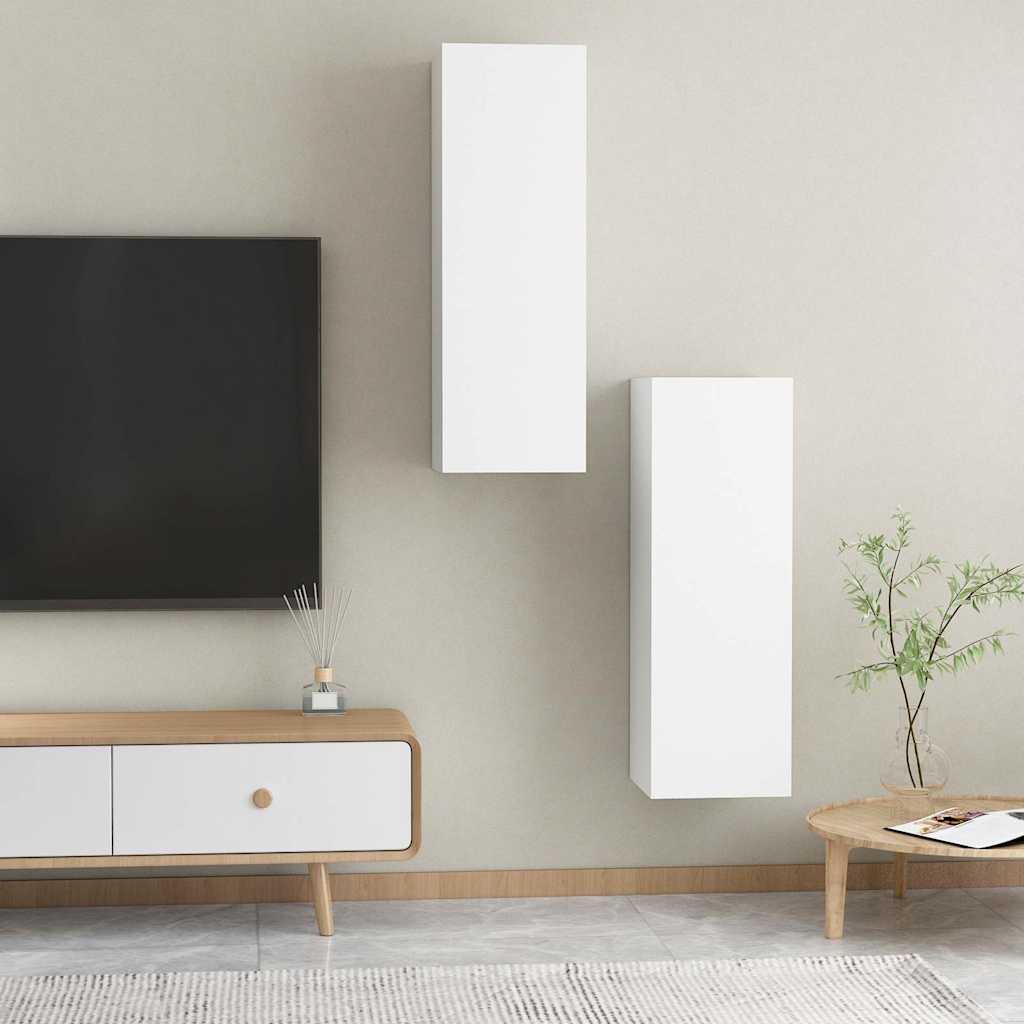 TV cabinets, 2 pcs., white, 30.5x30x90cm, wood