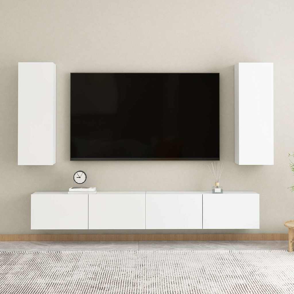 TV cabinets, 2 pcs., white, 30.5x30x90cm, wood