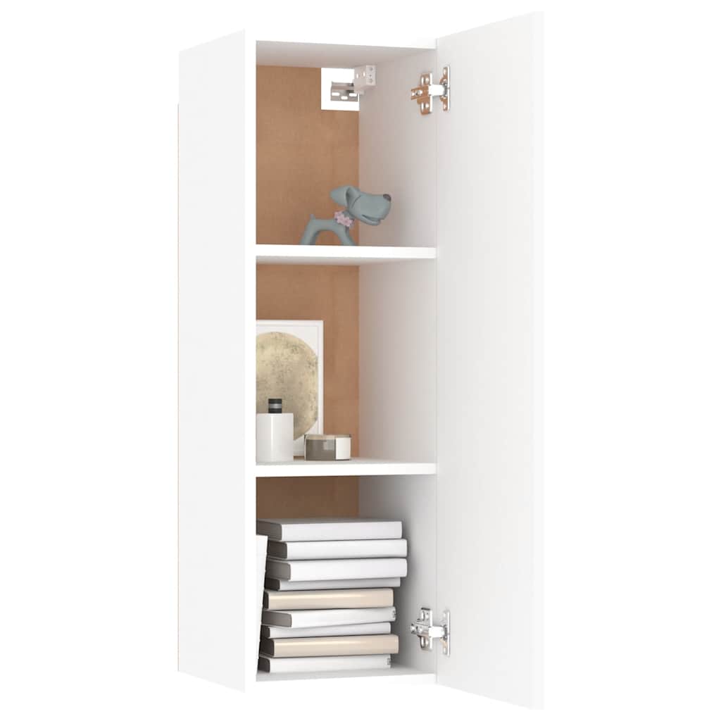 TV cabinets, 2 pcs., white, 30.5x30x90cm, wood