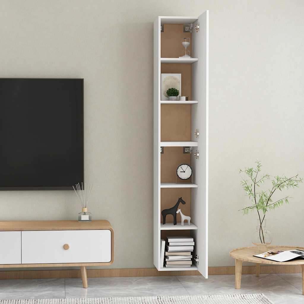 TV cabinets, 2 pcs., white, 30.5x30x90cm, wood