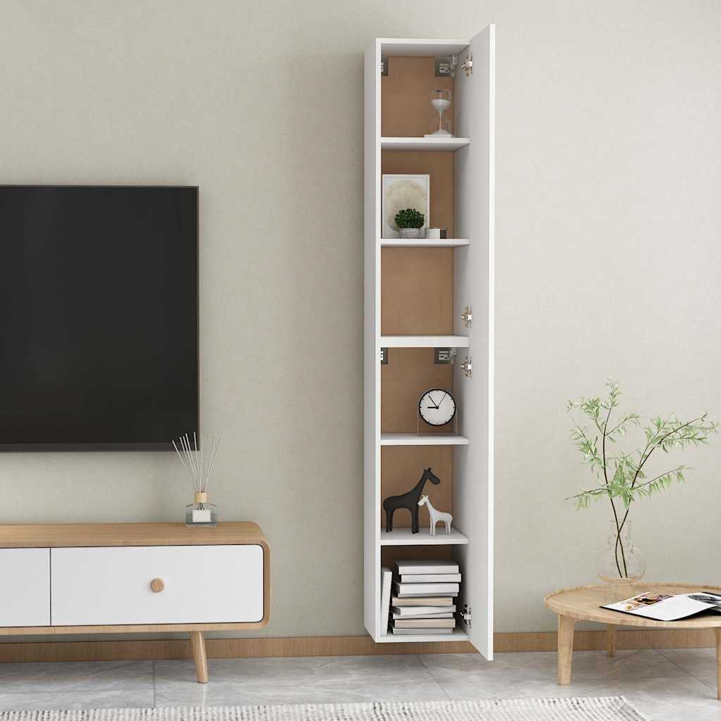 TV cabinets, 2 pcs., white, 30.5x30x90cm, wood