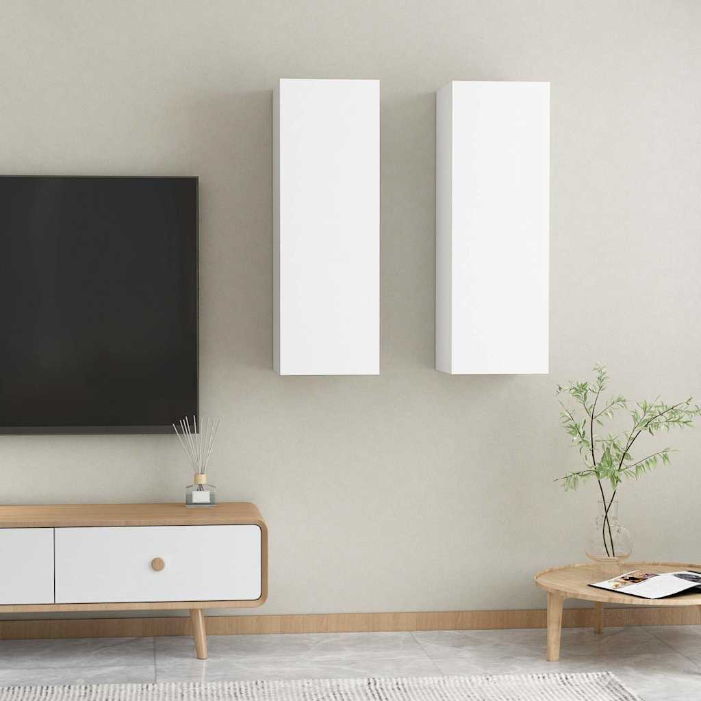 TV cabinets, 2 pcs., white, 30.5x30x90cm, wood
