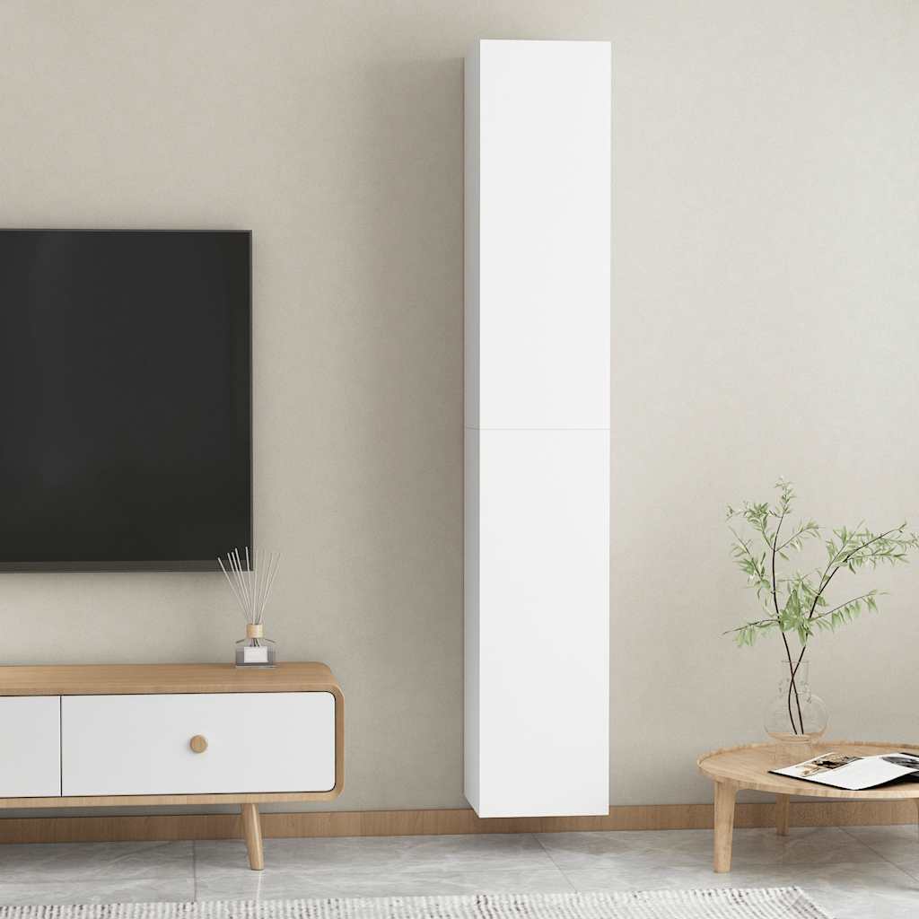 TV cabinets, 2 pcs., white, 30.5x30x90cm, wood