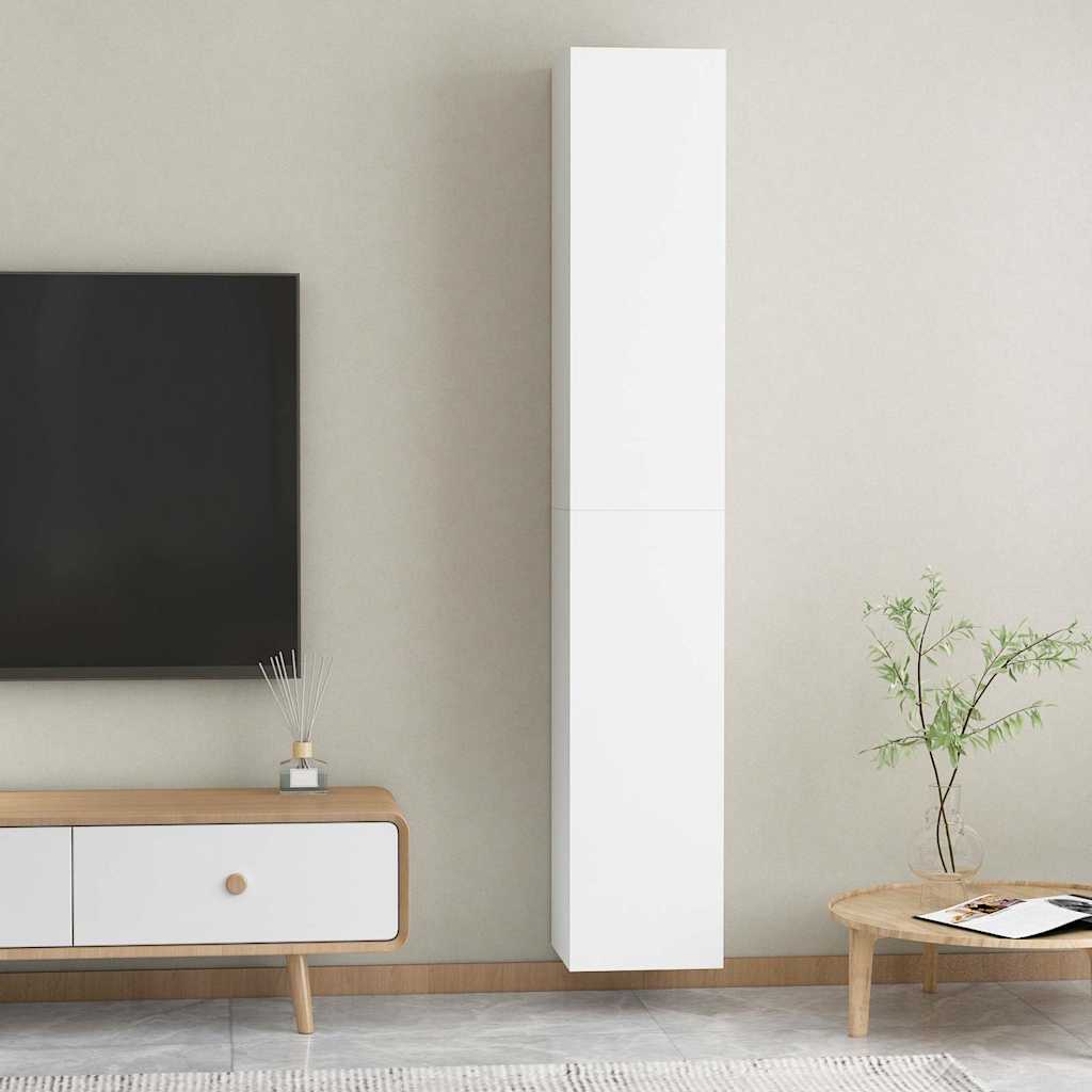 TV cabinets, 2 pcs., white, 30.5x30x90cm, wood