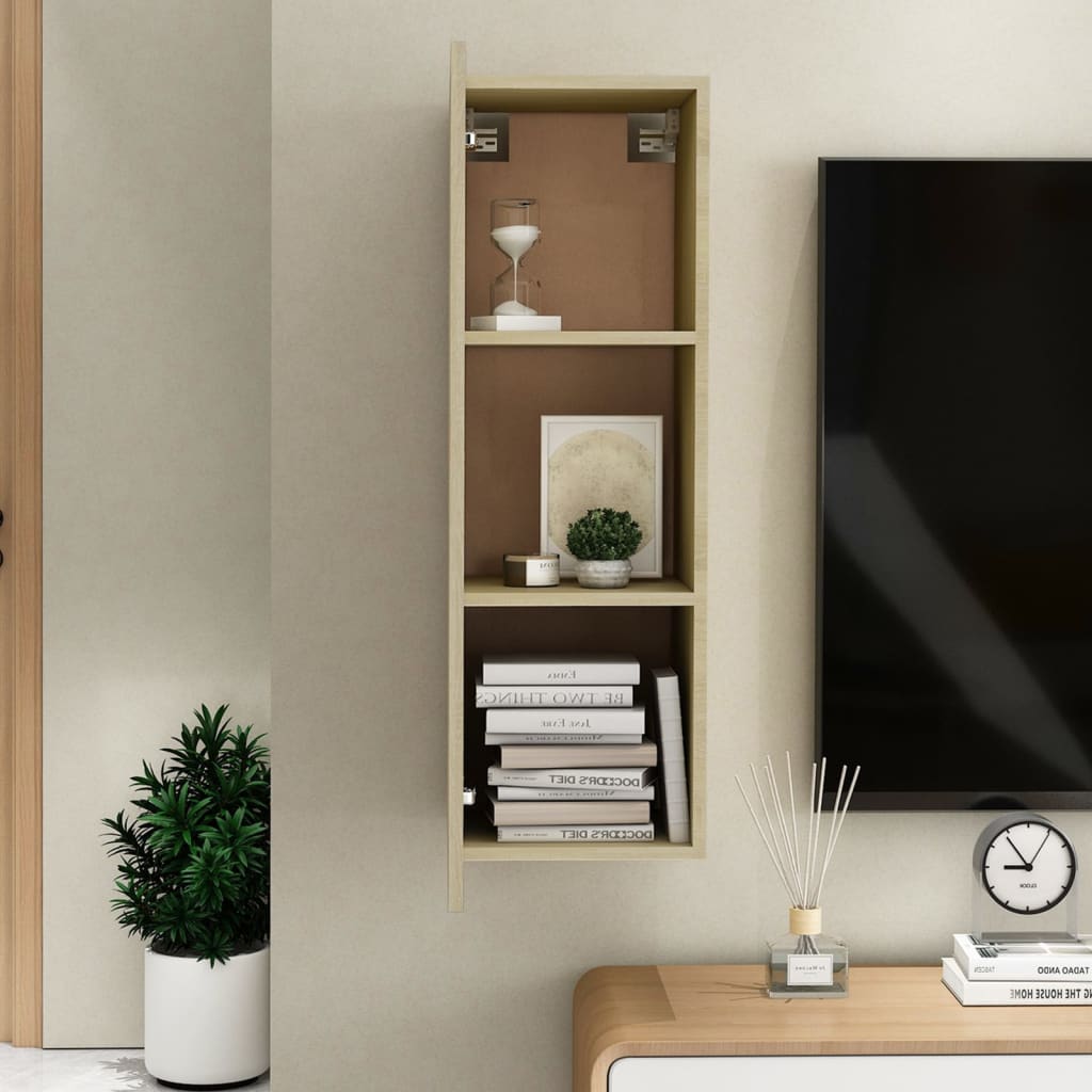 TV cabinet, oak, 30.5x30x90cm, treated wood