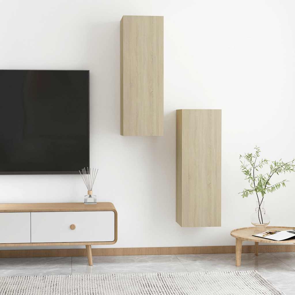TV cabinets, 2 pcs, oak, 30.5x30x90cm, wood
