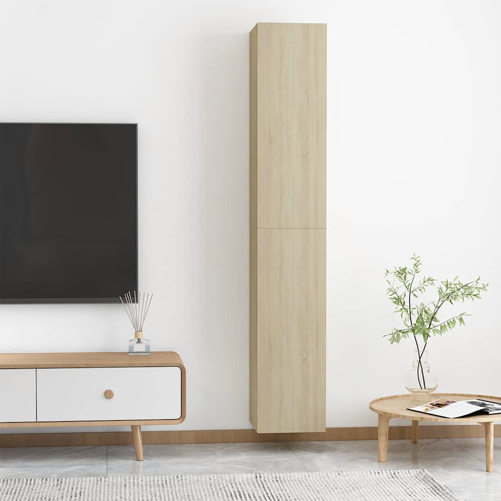 TV cabinets, 2 pcs, oak, 30.5x30x90cm, wood