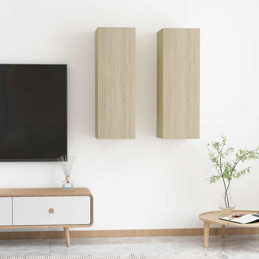TV cabinets, 2 pcs, oak, 30.5x30x90cm, wood